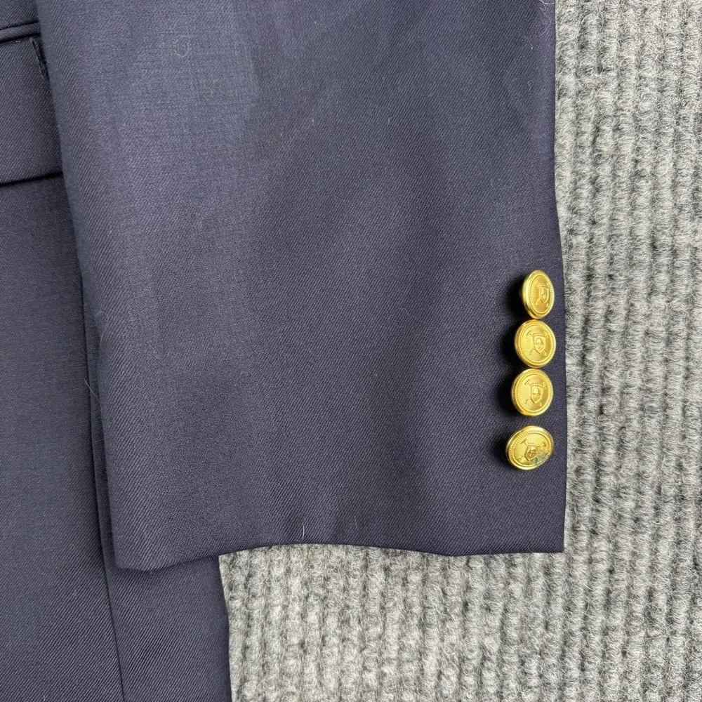 Lauren Ralph Lauren Blazer 40R Navy Gold Crest Button 100% Wool Sport Coat Men's